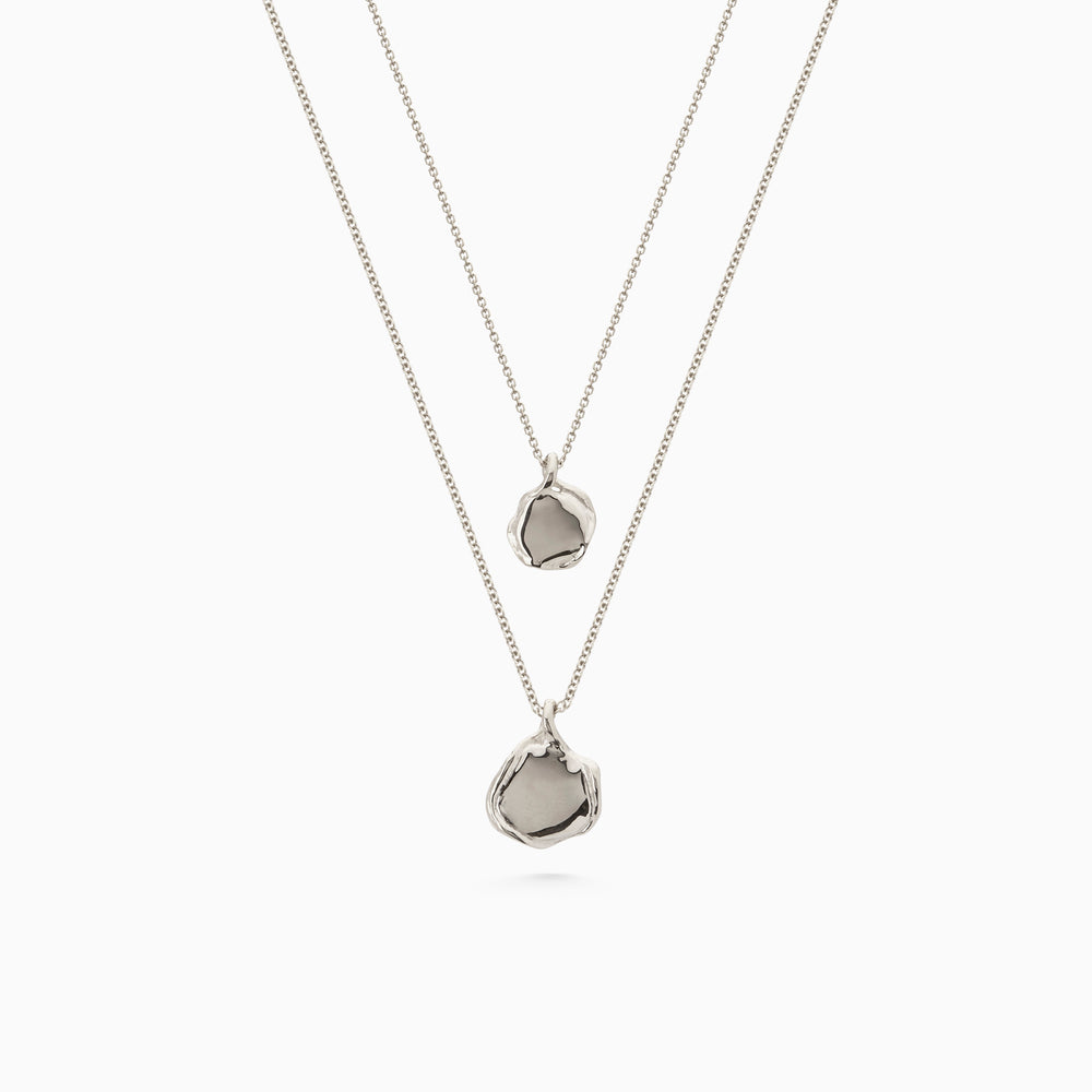 X-Mini Custom Wave Pendant (Stone & Engraving) | White Gold