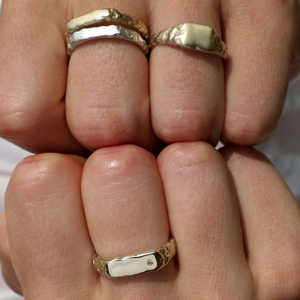 Custom Mason Ring (Stones & Engraving) | Yellow Gold