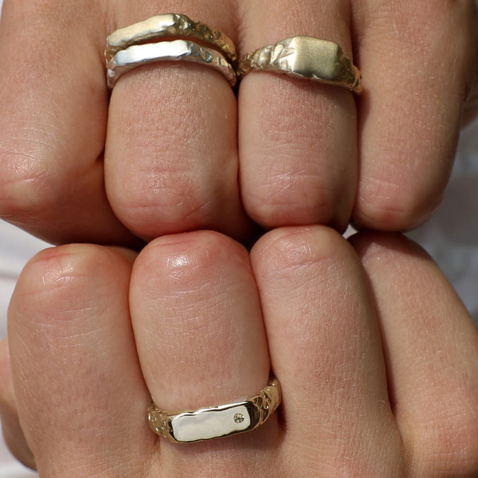 Custom Mason Ring (Stones & Engraving) | Yellow Gold