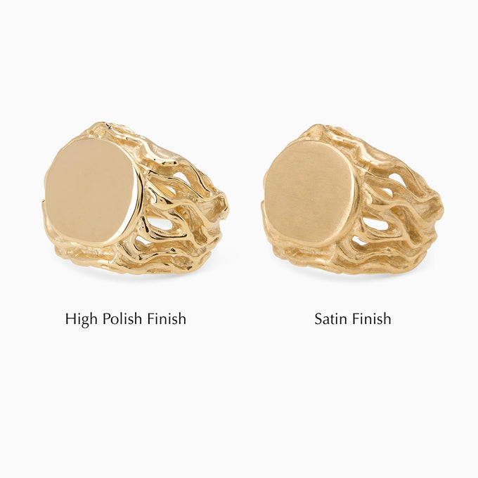 Engraved Ivy Signet Ring | Yellow Gold