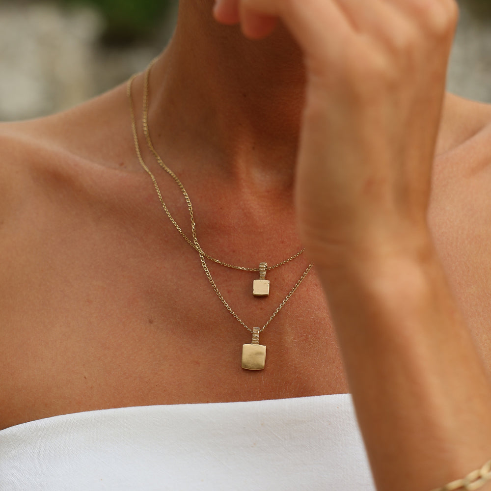 Engraved Slate Pendant | Yellow Gold