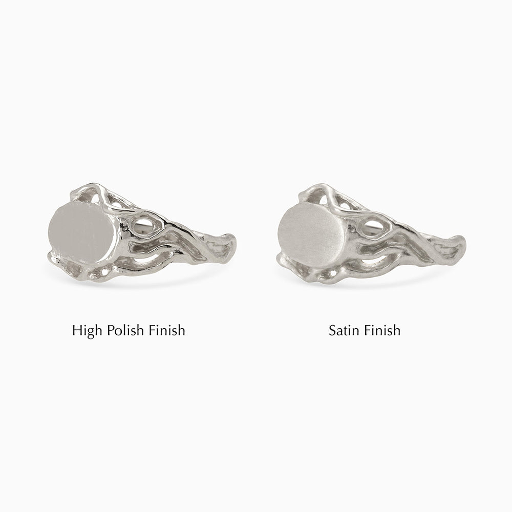 Ivy Oval Stone Signet Ring | White Gold