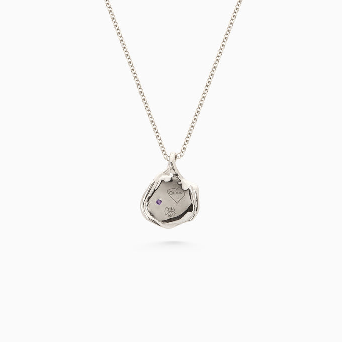 Custom Engraved Wave Pendant | White Gold