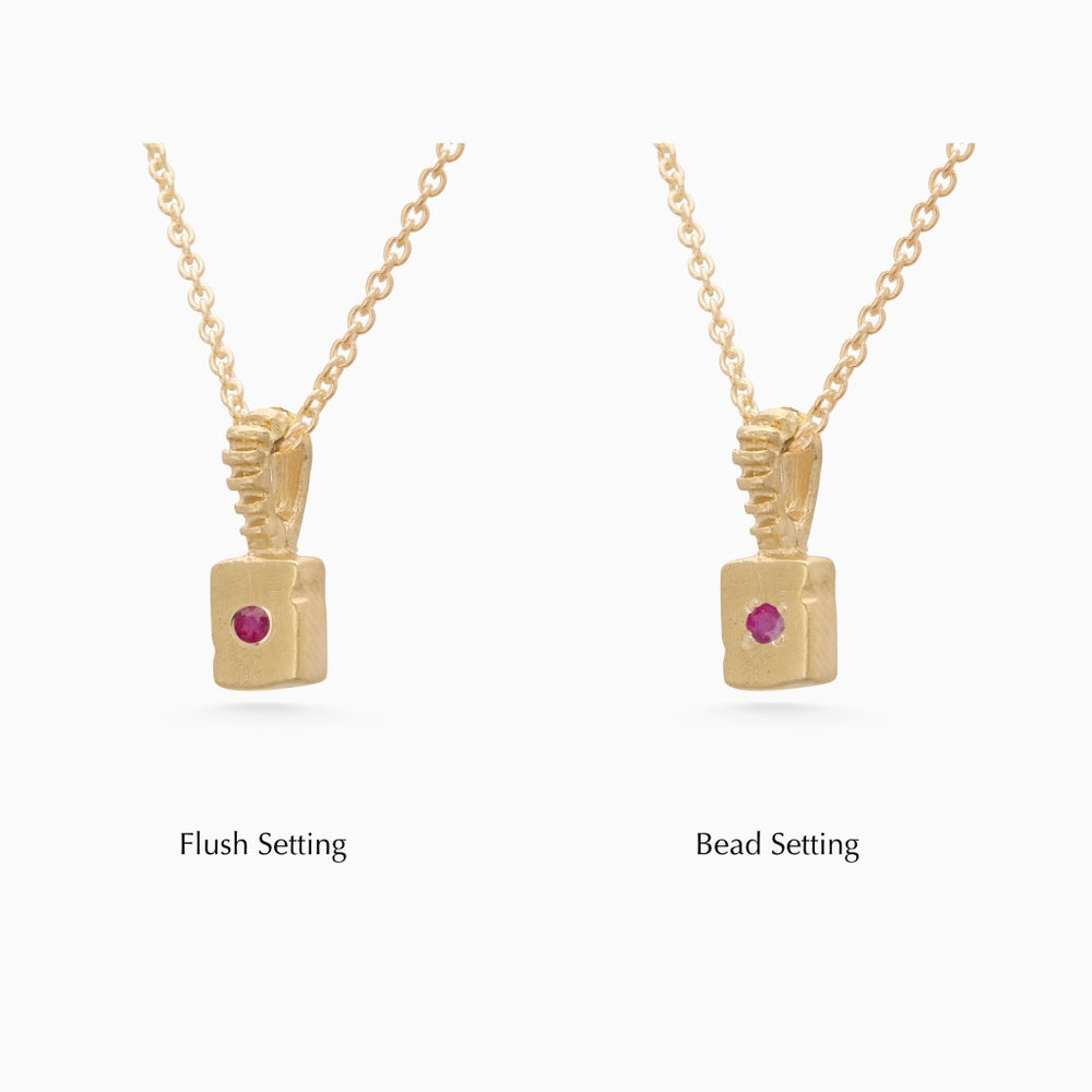 Custom X-Mini Slate Pendant (Stones & Engraving) | Yellow Gold