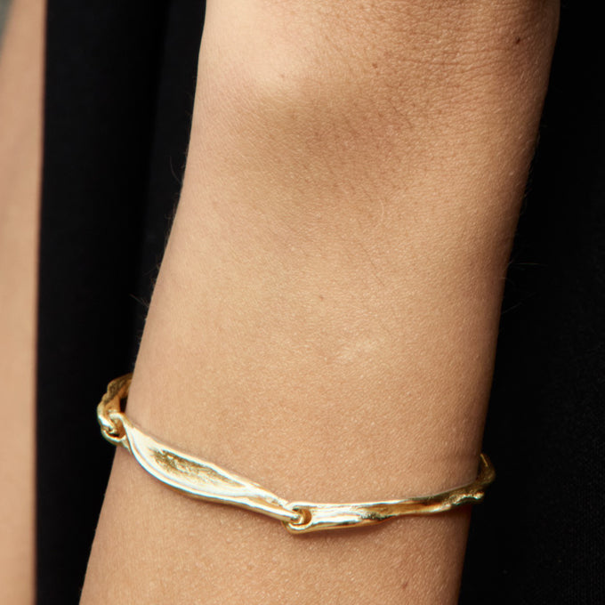 Custom Sculpt Tag Bracelet (Stones & Engraving) | Yellow Gold