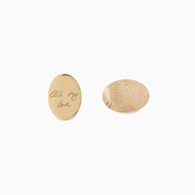 Custom Engraved Halo Cufflinks  | Yellow Gold