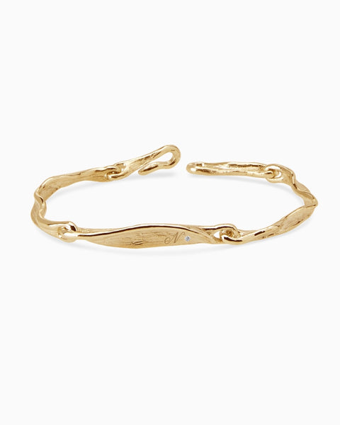 Custom Sculpt Tag Bracelet (Stones & Engraving) | Yellow Gold
