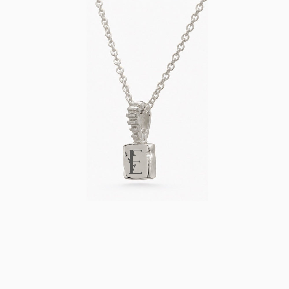 Custom X-Mini Slate Pendant (Stones & Engraving) | White Gold
