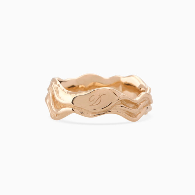 Engraved Sculpt Band Ring | Rose Gold