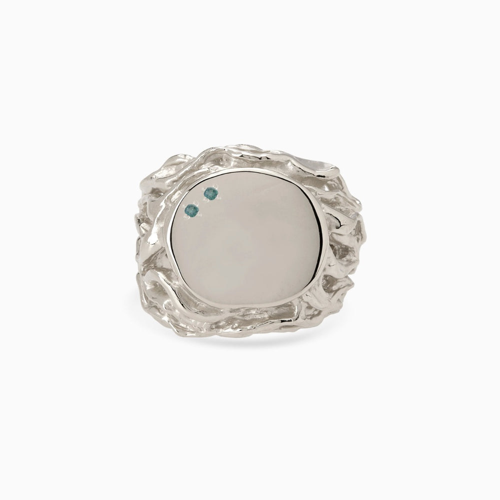 Ivy Stone Signet Ring | White Gold