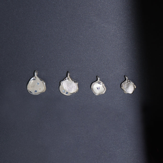 Mini Custom Wave Pendant (Stone & Engraving) | Silver