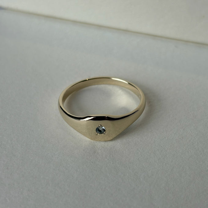 Petite Square Stone Signet | Solid Gold
