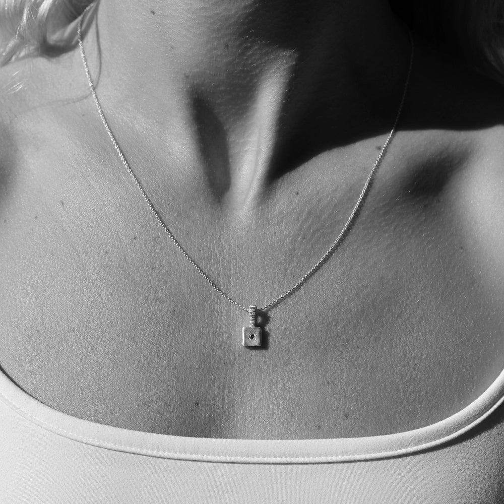 Custom X-Mini Slate Pendant (Stones & Engraving) | Rose Gold