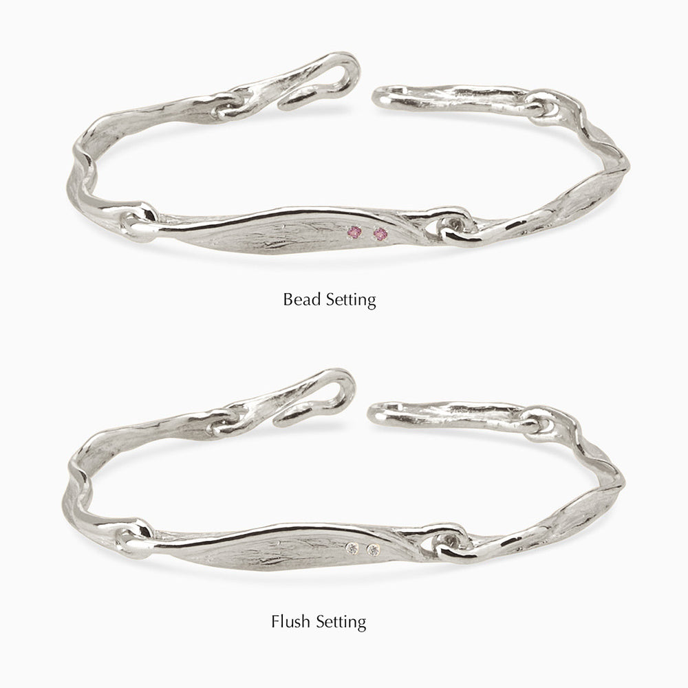 Custom Sculpt Tag Bracelet (Stones & Engraving) | Silver