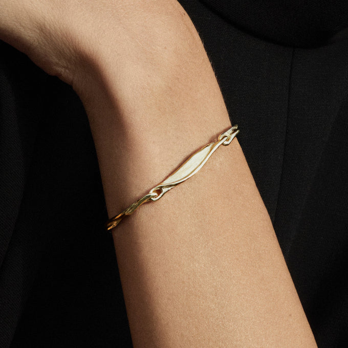 Custom Sculpt Tag Bracelet (Stones & Engraving) | Yellow Gold