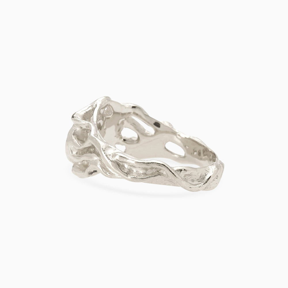 Ivy Oval Stone Signet Ring | Silver