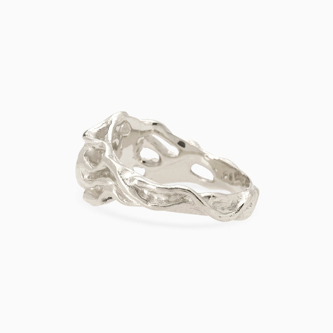 Ivy Oval Stone Signet Ring | Silver
