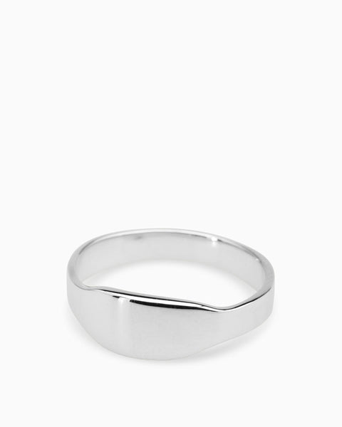 Narrow Signet Ring | White Gold