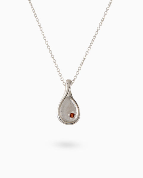 Custom Forma Pendant (Stones & Engraving) | White Gold