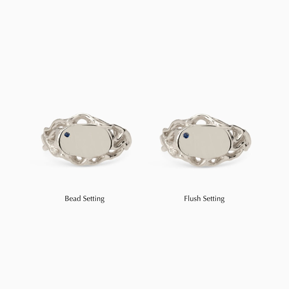 Ivy Oval Stone Signet Ring | Silver