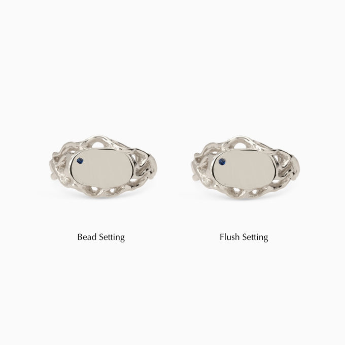 Ivy Oval Stone Signet Ring | Silver