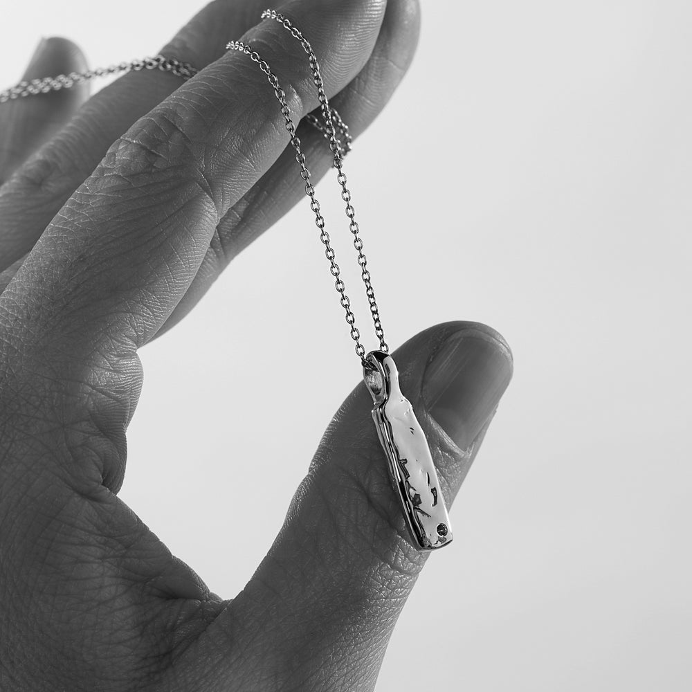 Organic Birthstone Tag Narrow | Silver