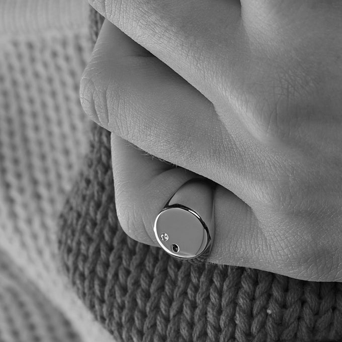 Signet Stone Ring | White Gold