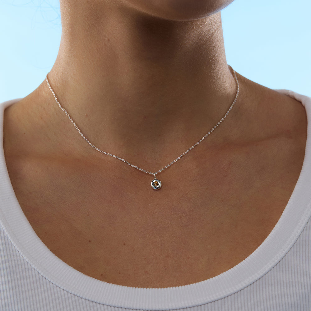 Pebble Stone Drop Pendant | White Gold