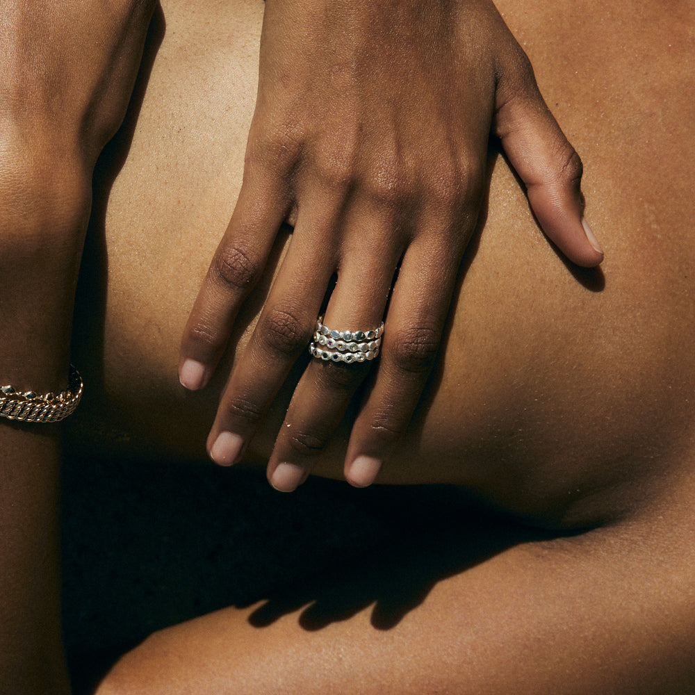 Pebble Stack Stone Ring | Silver