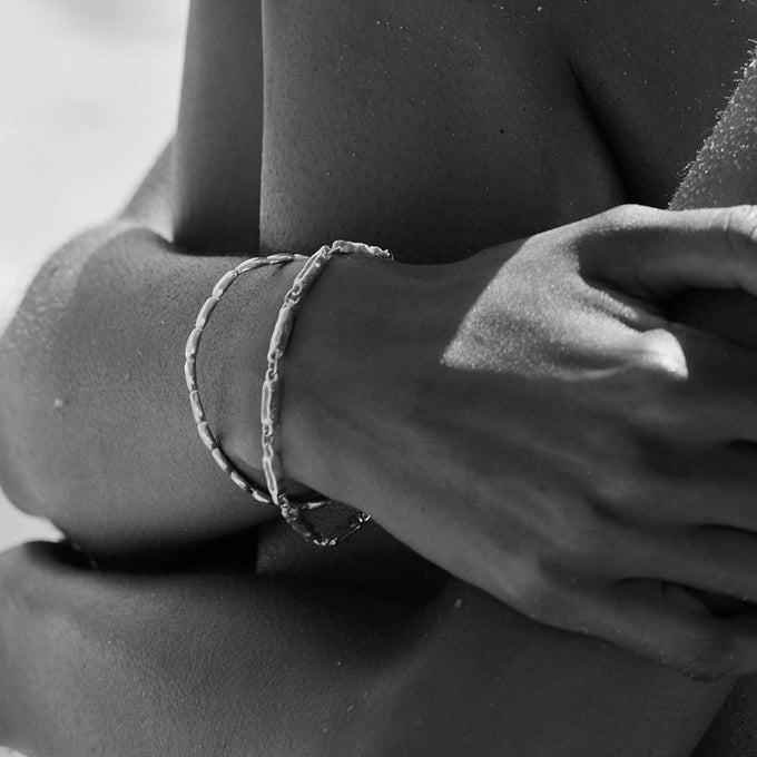 Chunky Hammered Bracelet | Yellow Gold