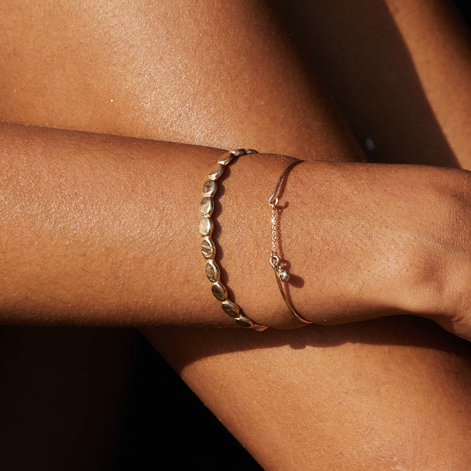 Birthstone Pendant Weave Bracelet | Yellow Gold
