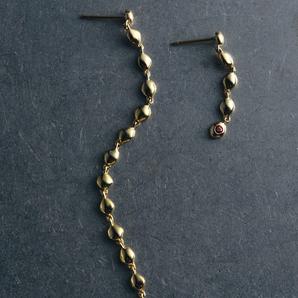 Ripple Stone Drop Earring | Solid Yellow Gold