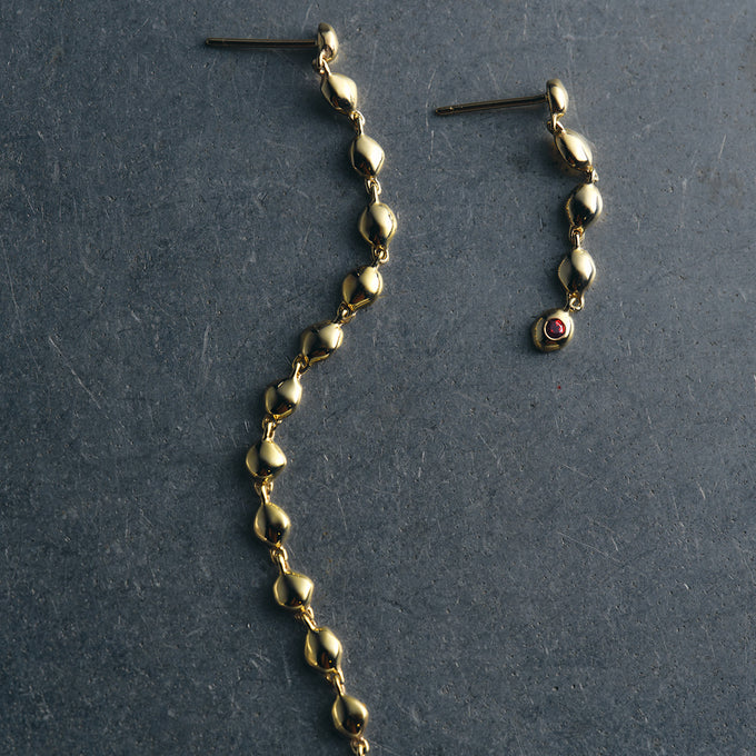 Ripple Stone Drop Earring | Solid Yellow Gold