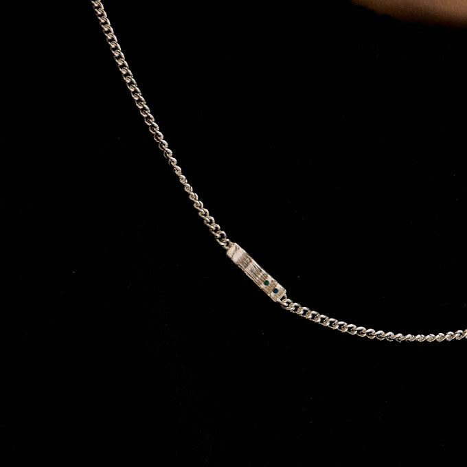 Anvil Tag Stone Necklace | Silver