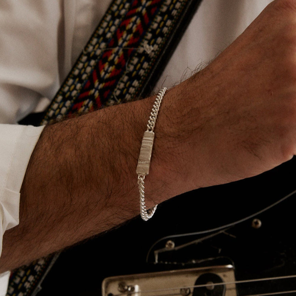 Anvil Tag Stone Bracelet | Solid White Gold