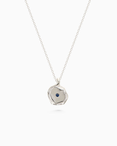 X-Mini Custom Wave Pendant (Stone & Engraving) | Silver