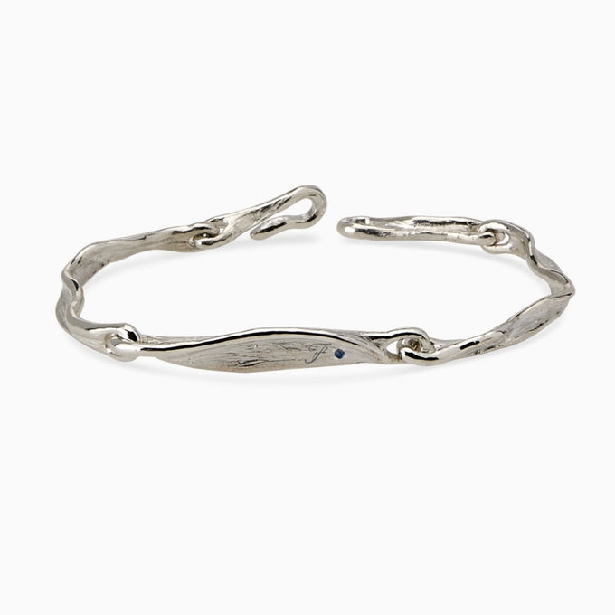 Custom Sculpt Tag Bracelet (Stones & Engraving) | White Gold