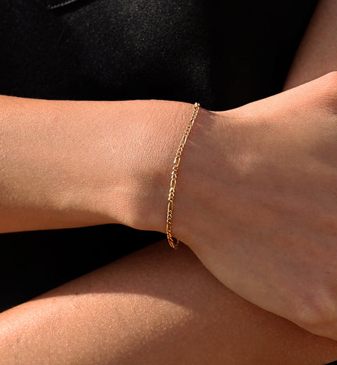 Figaro Chain Bracelet | Yellow Gold