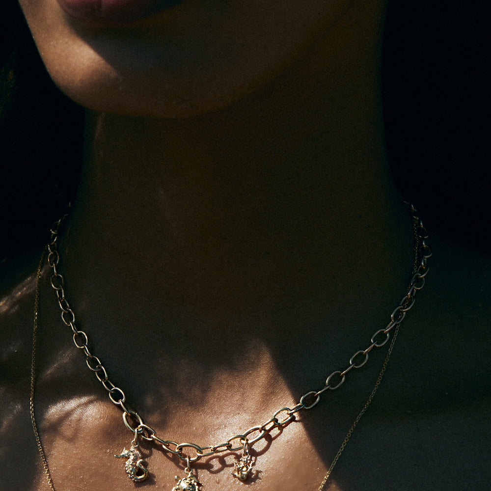 Hinge Link Charm Necklace | Gold