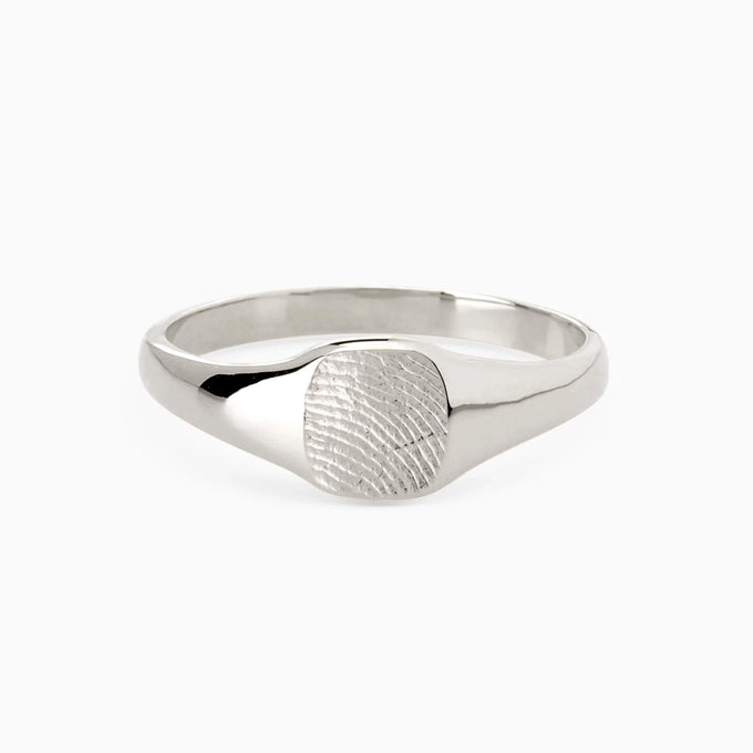 Impression™ Petite Square Signet Ring | White Gold