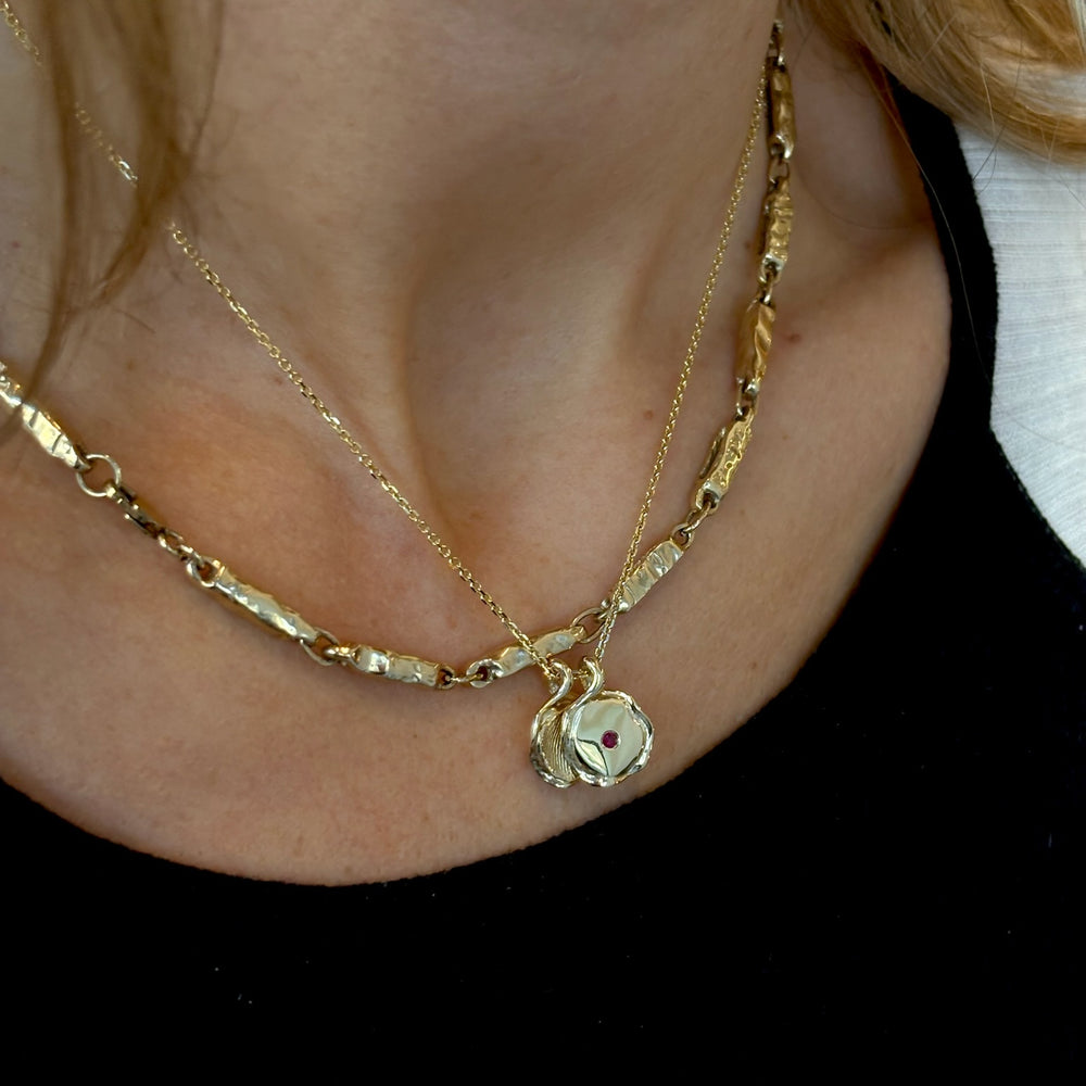X-Mini Custom Wave Pendant (Stone & Engraving) | Yellow Gold