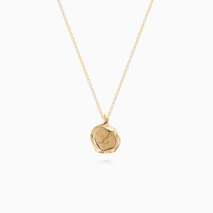 X-Mini Custom Wave Pendant (Stone & Engraving) | Yellow Gold