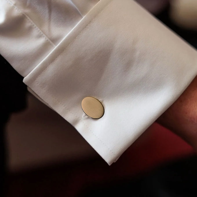 Custom Engraved Halo Cufflinks  | Yellow Gold