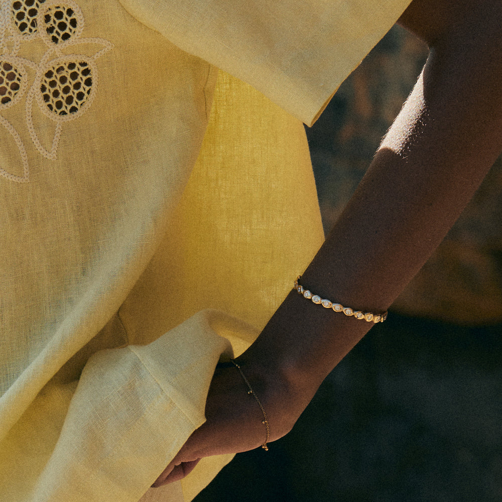 Pebble Diamond Cuff  | Solid Yellow Gold