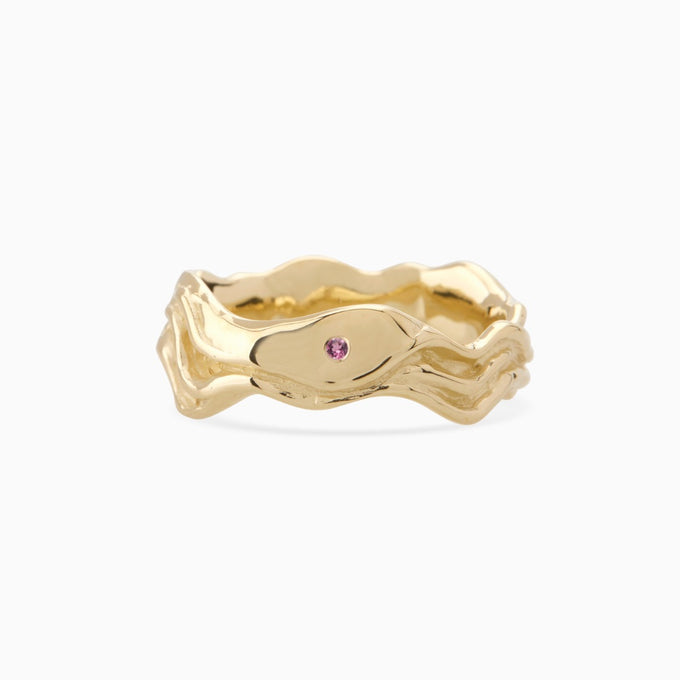 Sculpt Stone Band Ring | Yellow Gold