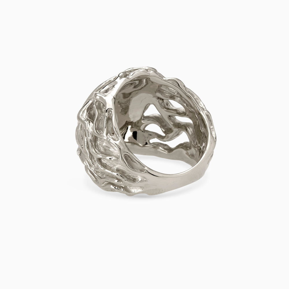 Engraved Ivy Signet Ring | White Gold