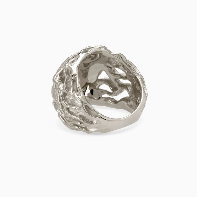 Engraved Ivy Signet Ring | White Gold