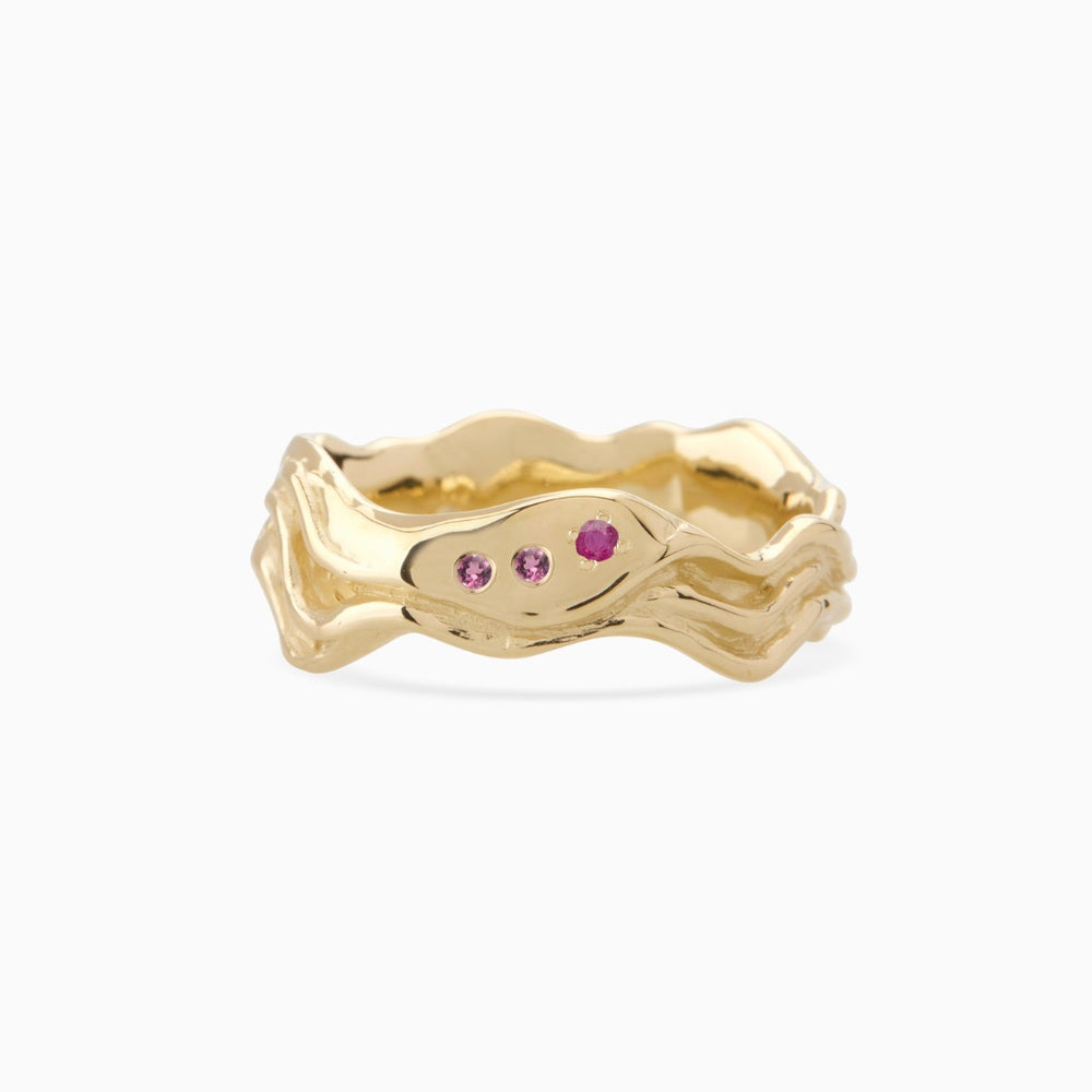 Sculpt Stone Band Ring | Yellow Gold