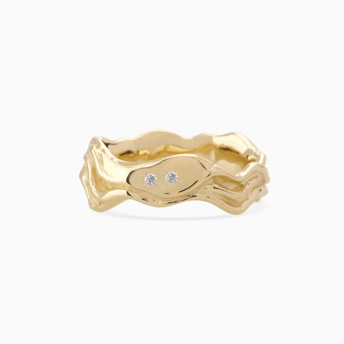 Sculpt Stone Band Ring | Yellow Gold