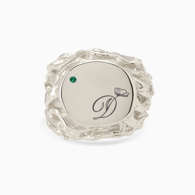 Ivy Stone Signet Ring | Silver
